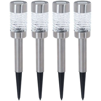 Set 4 lampi solare LED, Progarden, Senzori amurg, 27x13 cm, Argintiu Set 4 lampi solare LED, Progarden, Senzori amurg, 27x13 cm, Argintiu