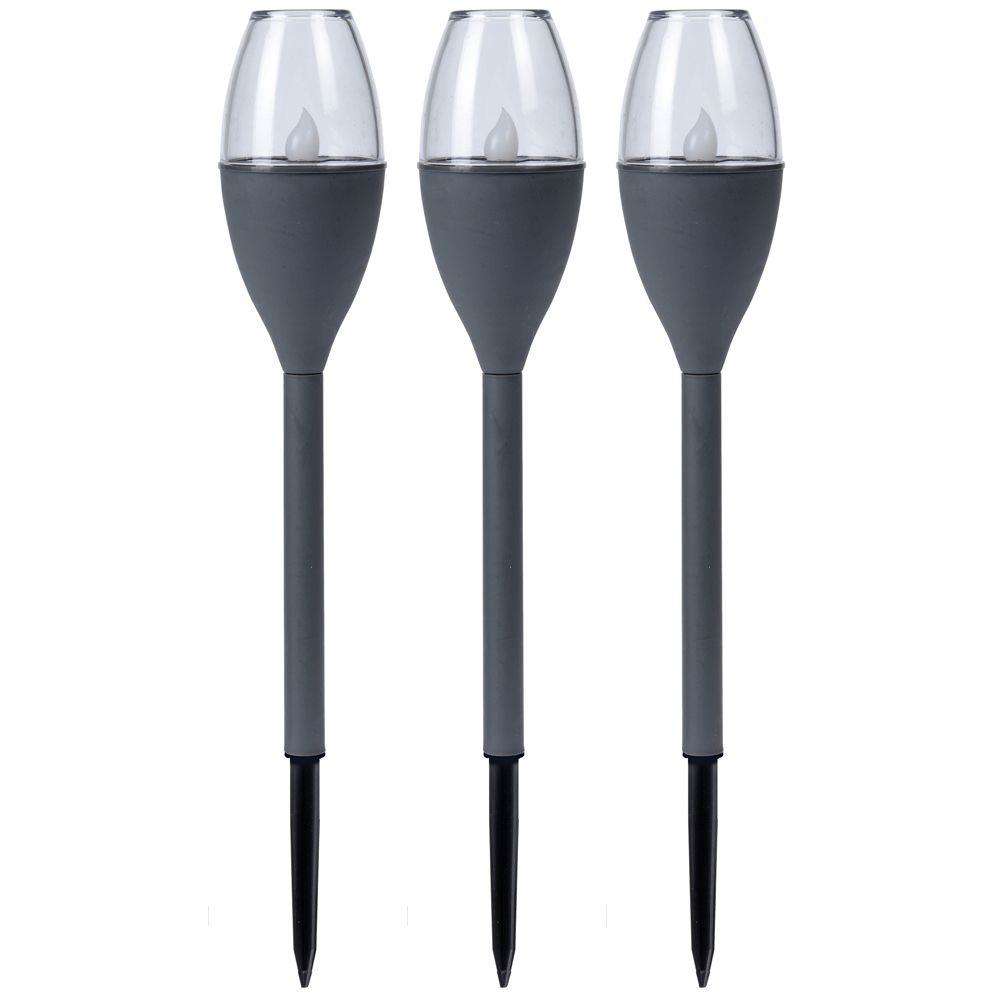 Set 3 lampi solare LED, Progarden, Senzori amurg, 28x9 cm, Negru