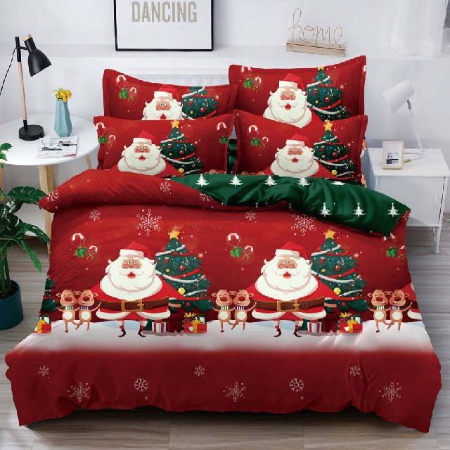 Lenjerie 6 piese din Bumbac Finet, model Craciun Santa Claus 235 x 240