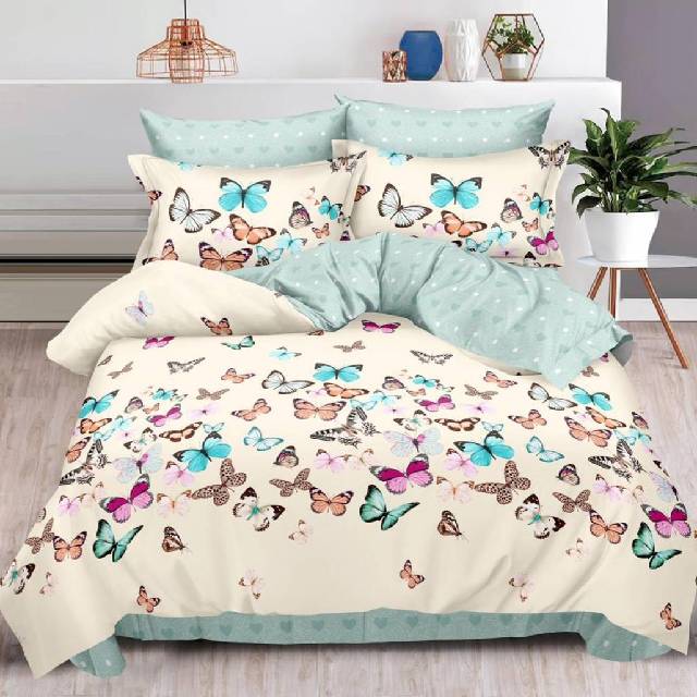 Lenjerie 6 piese din Bumbac Finet, model Fluturi multi 235 x 240