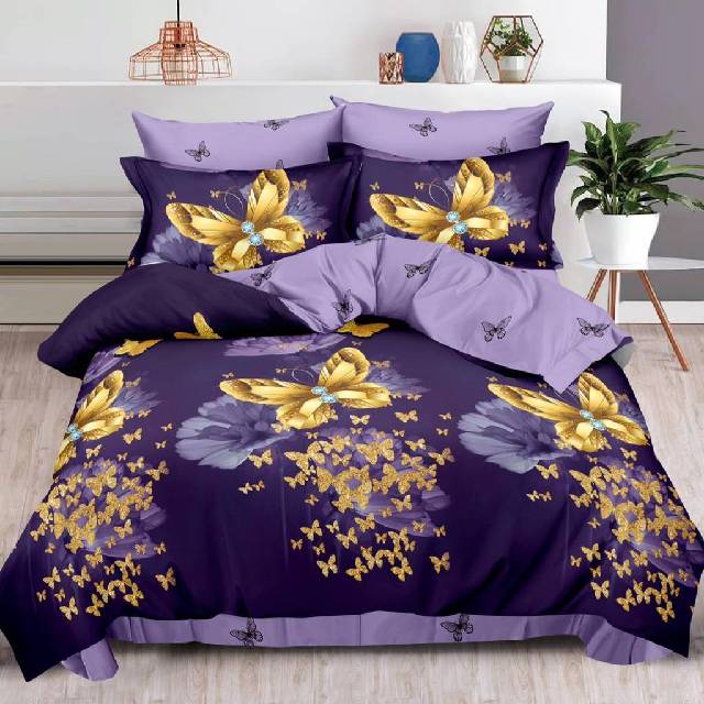 Lenjerie 6 piese din Bumbac Finet, model Gold Butterfly 235 x 240