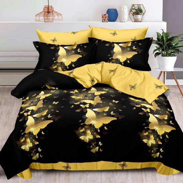 Lenjerie 6 piese din Bumbac Finet, model Golden Butterfly 235 x 240