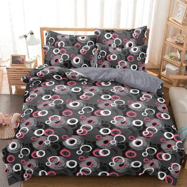 Lenjerie 6 piese din Bumbac Finet, model Grey Circles 235 x 240