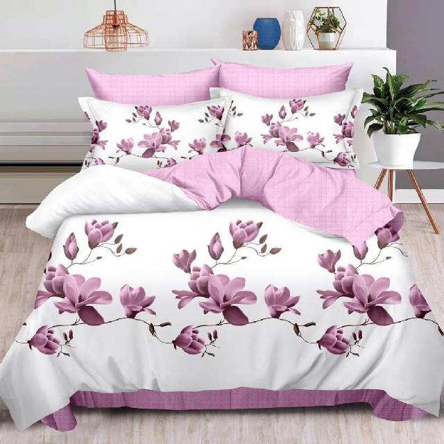 Lenjerie 6 piese din Bumbac Finet, model Magnolia Pink 235 x 240