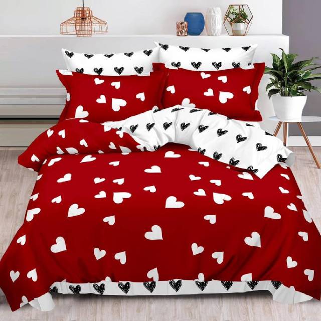 Lenjerie 6 piese din Bumbac Finet, model Heart Pattern 235 x 240