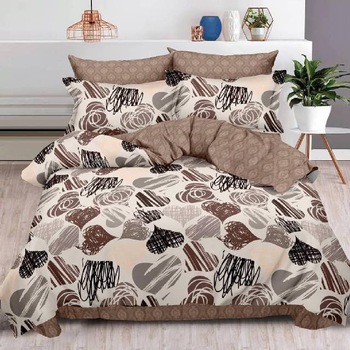 Lenjerie 6 piese din Bumbac Finet, model Heart Swirl 235 x 240 Lenjerie 6 piese din Bumbac Finet, model Heart Swirl 235 x 240