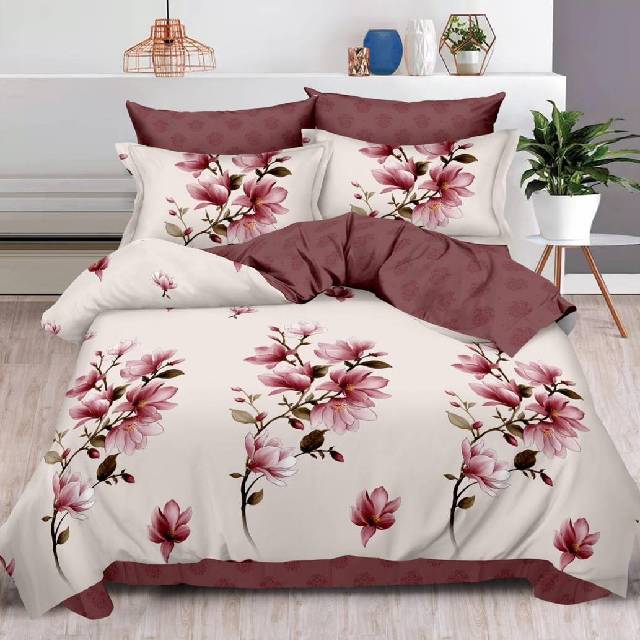 Lenjerie 6 piese din Bumbac Finet, model Magnolia Brown 235 x 240