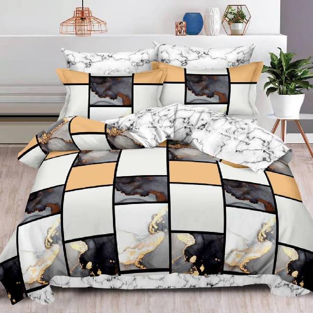 Lenjerie 6 piese din Bumbac Finet, model Marble 235 x 240