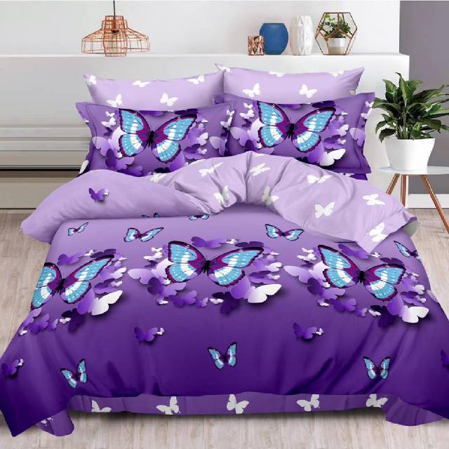 Lenjerie 6 piese din Bumbac Finet, model Mauve Butterfly 235 x 240