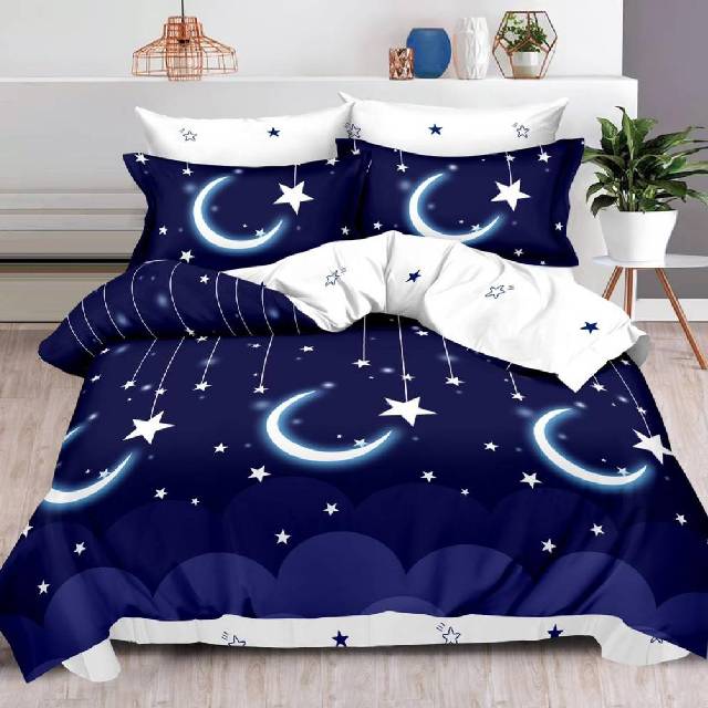 Lenjerie 6 piese din Bumbac Finet, model Moon and Stars 235 x 240