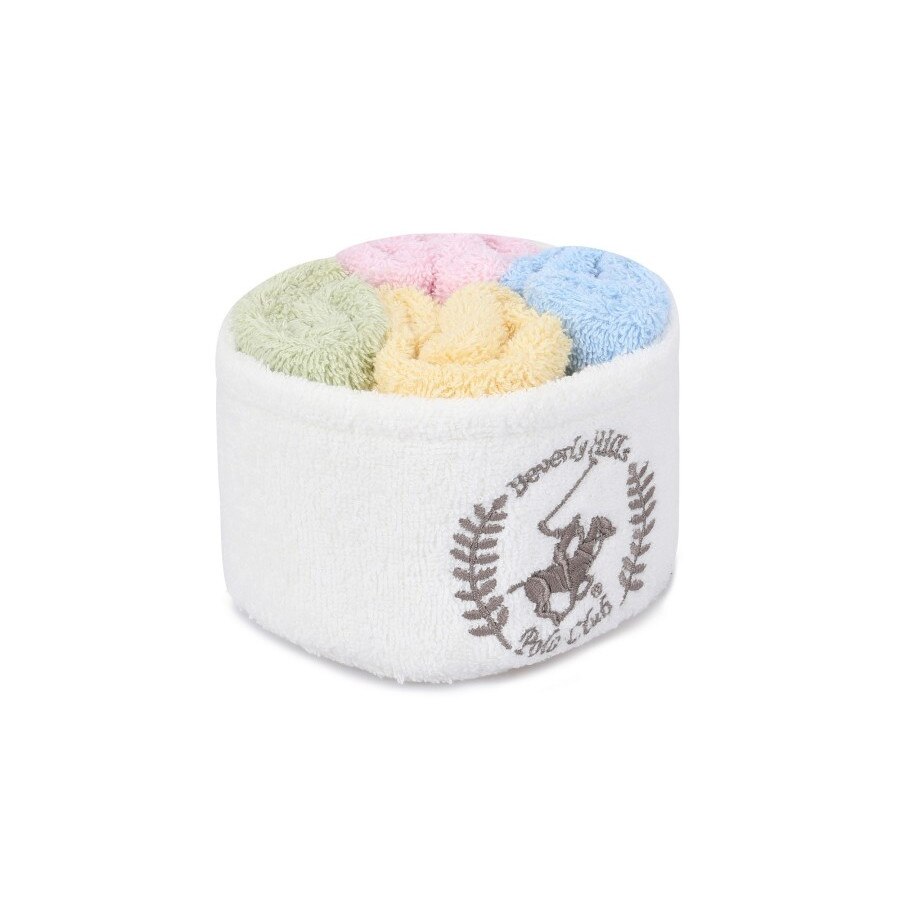 Set 4 prosoape bumbac 100%, dimensiune 30x30 cm, Beverly Hills Polo Club, Wash 10 Yellow Green Pink Blue