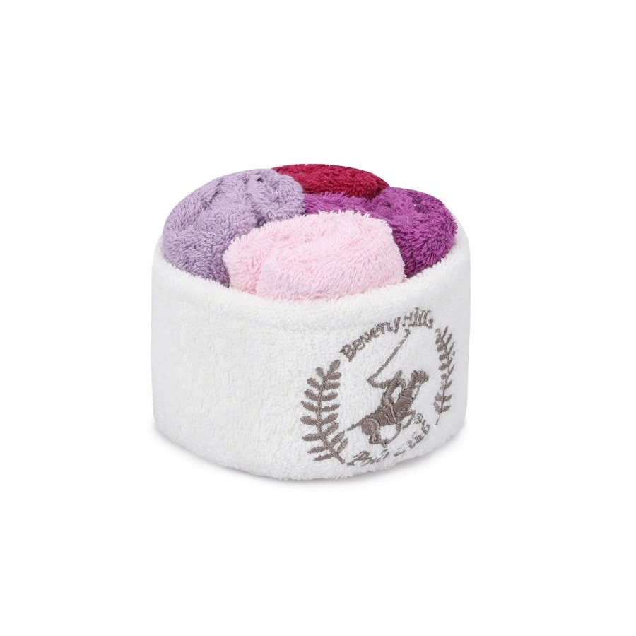 Set 4 prosoape bumbac 100%, dimensiune 30x30 cm, Beverly Hills Polo Club, Wash 3 Lilac Pink Purple Red