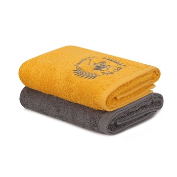 Set 2 prosoape 50x90cm bumbac 100%, Beverly Hills Polo Club 402 - Mustard, Dark Grey Set 2 prosoape 50x90cm bumbac 100%, Beverly Hills Polo Club 402 - Mustard, Dark Grey