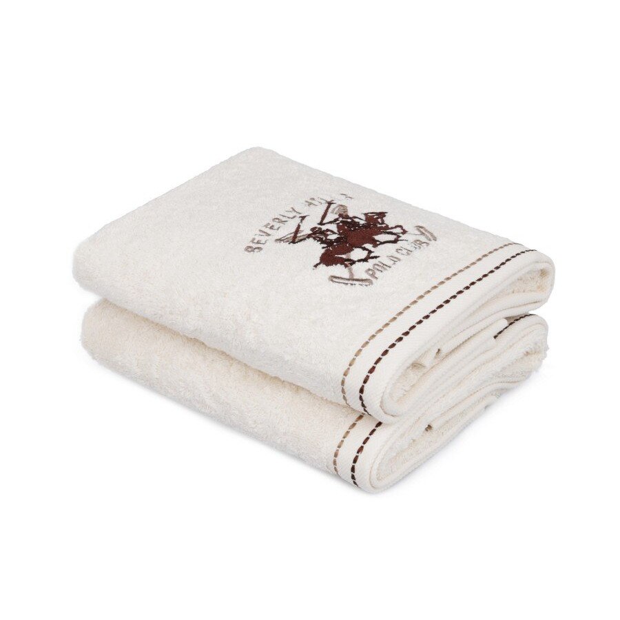 Set 2 prosoape 50x90cm bumbac 100%, Beverly Hills Polo Club 201 - Cream