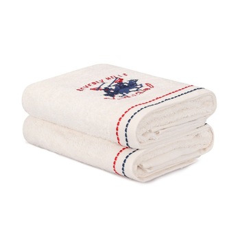 Set 2 prosoape 50x90cm bumbac 100%, Beverly Hills Polo Club 401 - White Set 2 prosoape 50x90cm bumbac 100%, Beverly Hills Polo Club 401 - White