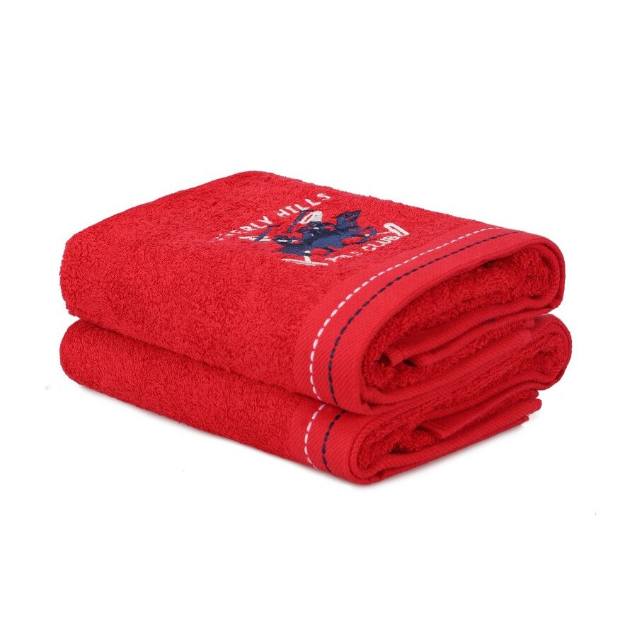 Set 2 prosoape 50x90cm bumbac 100%, Beverly Hills Polo Club 401 - Red