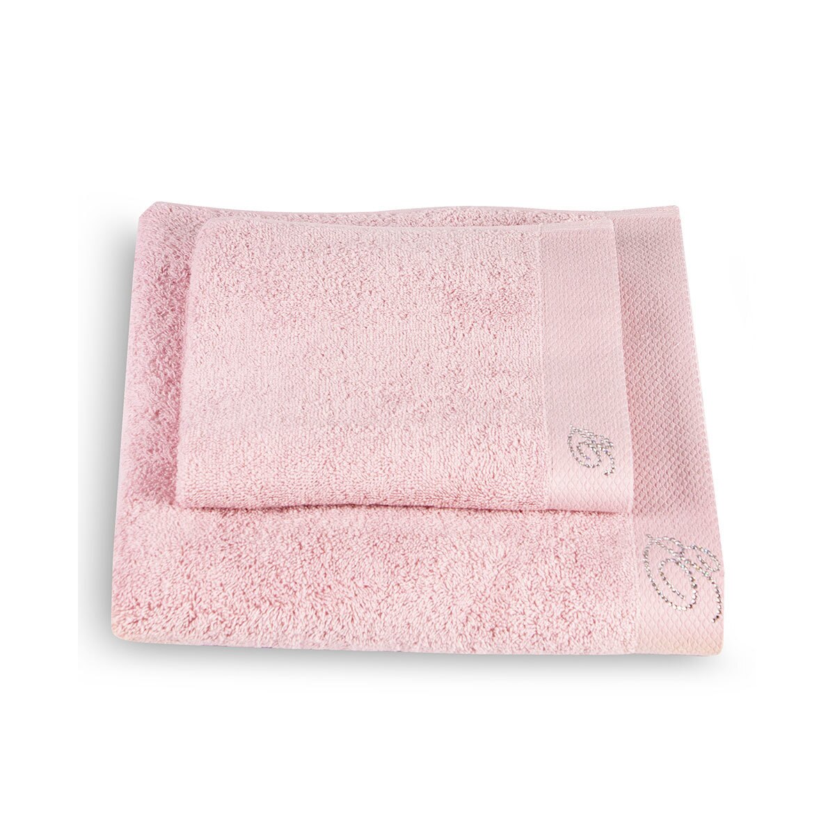 Set 5 prosoape Benessere, Blumarine Home - 1 prosop 100x150, 2 prosoape 60x110, 2 prosoape 40x60, culoarea roz pudra