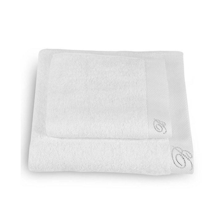 5 db-os Benessere törölközőszett, Blumarine Home - 1 db 100x150-es, 2 db 60x110-es törölköző, 2 db 40x60-as törölköző, fehér színű