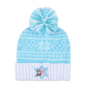 Caciula Frozen 2 Anna & Elsa Snowflake Cu Mot, Albastru Caciula Frozen 2 Anna & Elsa Snowflake Cu Mot, Albastru