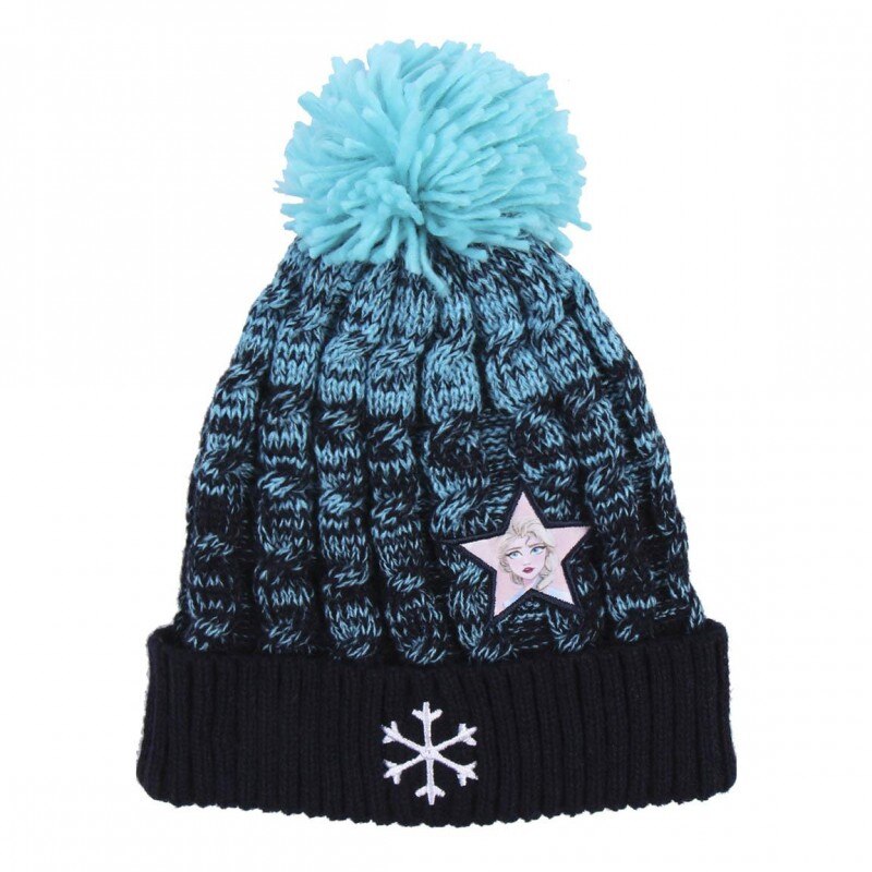 Caciula Frozen 2 Star Elsa Snowflake Cu Mot, Negru