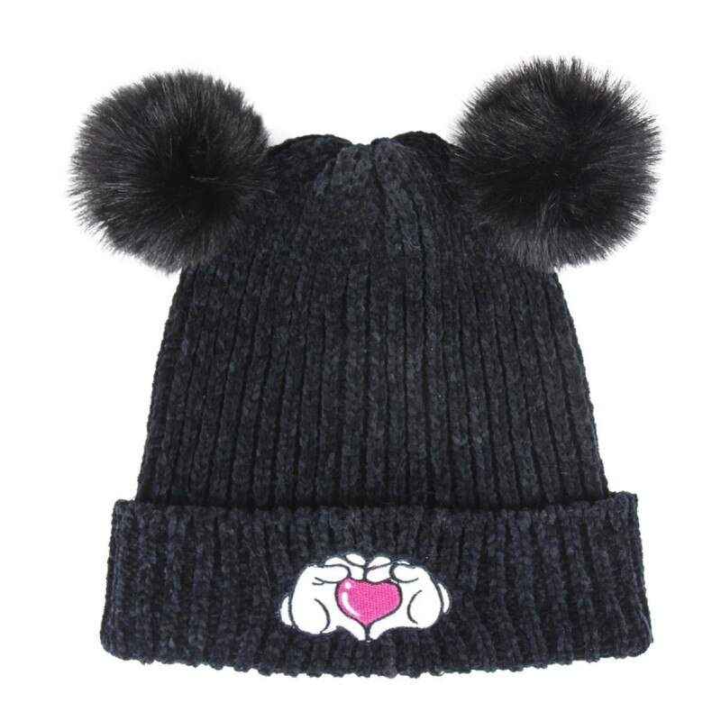 Caciula Minnie Mouse Heart Cu Mot, Negru