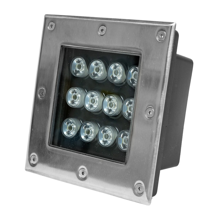Spot led pavaj12W, Dimensiuni 160x160mm, Lumina rece, IP65, Dimensiuni interioare 150x150mm