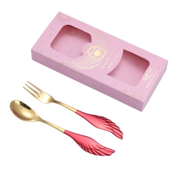 Set lingurita si furculita – Aripa, Rosu/Auriu Set lingurita si furculita – Aripa, Rosu/Auriu