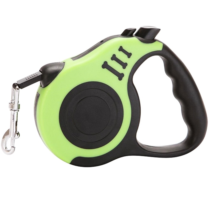 Lesa retractabila si automata HappyPuppy AKU®, 5m lungime, pentru caini, cu buton strangere si franare AK5120