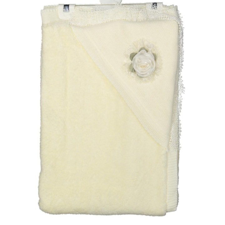 Patura multifunctionala Coccoo Bebe cu gluga, cu captuseala, alb, trandafir, 90 x 100 cm