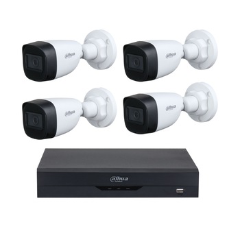 Kit supraveghere 4 camere basic 5 MP, IR 30 M, lentila fixa de 2.8, DVR 4 canale 4K Dahua cu Wizsense, inteligenta artificiala Kit supraveghere 4 camere basic 5 MP, IR 30 M, lentila fixa de 2.8, DVR 4 canale 4K Dahua cu Wizsense, inteligenta artificiala
