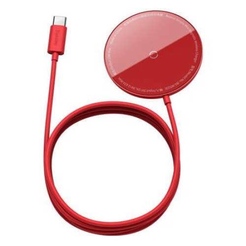 Incarcator wireless Baseus Simple Mini Magnetic, WXJK-H09, Rosu, 15W, Pentru seria IPhone 12