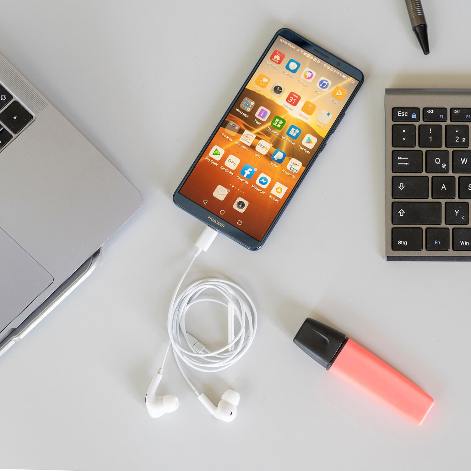 Casti Active cu cablu USB-C, control sunet si microfon , 4smarts Active Melody Digital Basic, alb