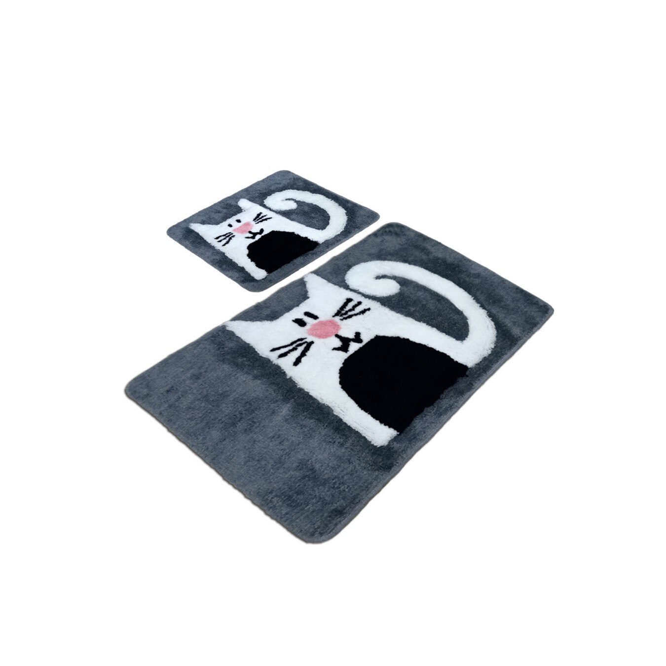 Set 2 covorase baie, acril, 60x100cm, 50x60 cm, Allesia Home, Pink Nose - Grey