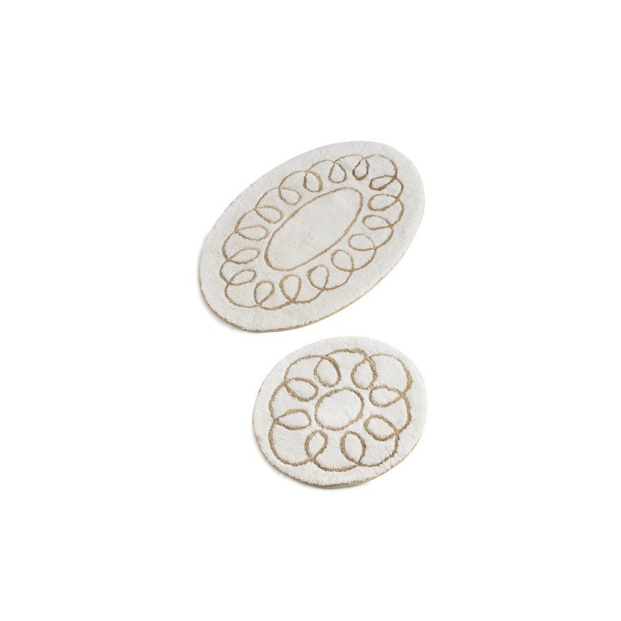 Set 2 covorase baie, acril, 60x100cm, 50x60 cm, Allesia Home, Safir - Ecru