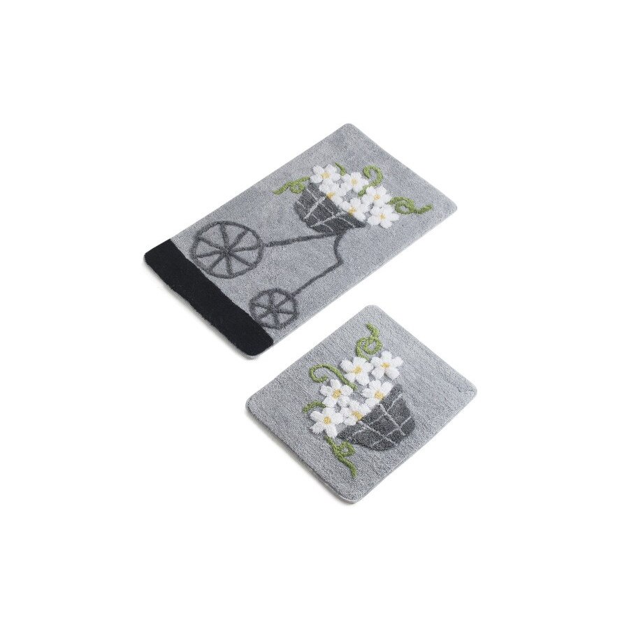Set 2 covorase baie, acril, 60x100cm, 50x60 cm, Allesia Home, Alacati - Grey