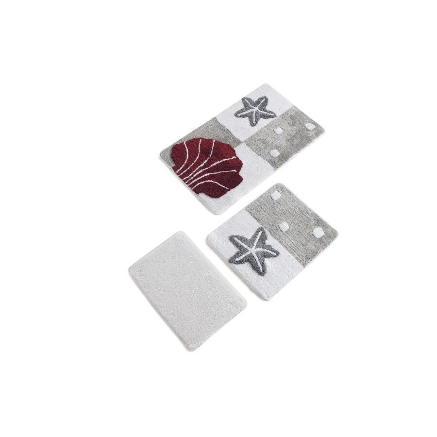Set 3 covorase baie acril, 60x100cm, 50x60 cm, 40x60 cm, Chilai Home, Deniz Yildizi - Grey