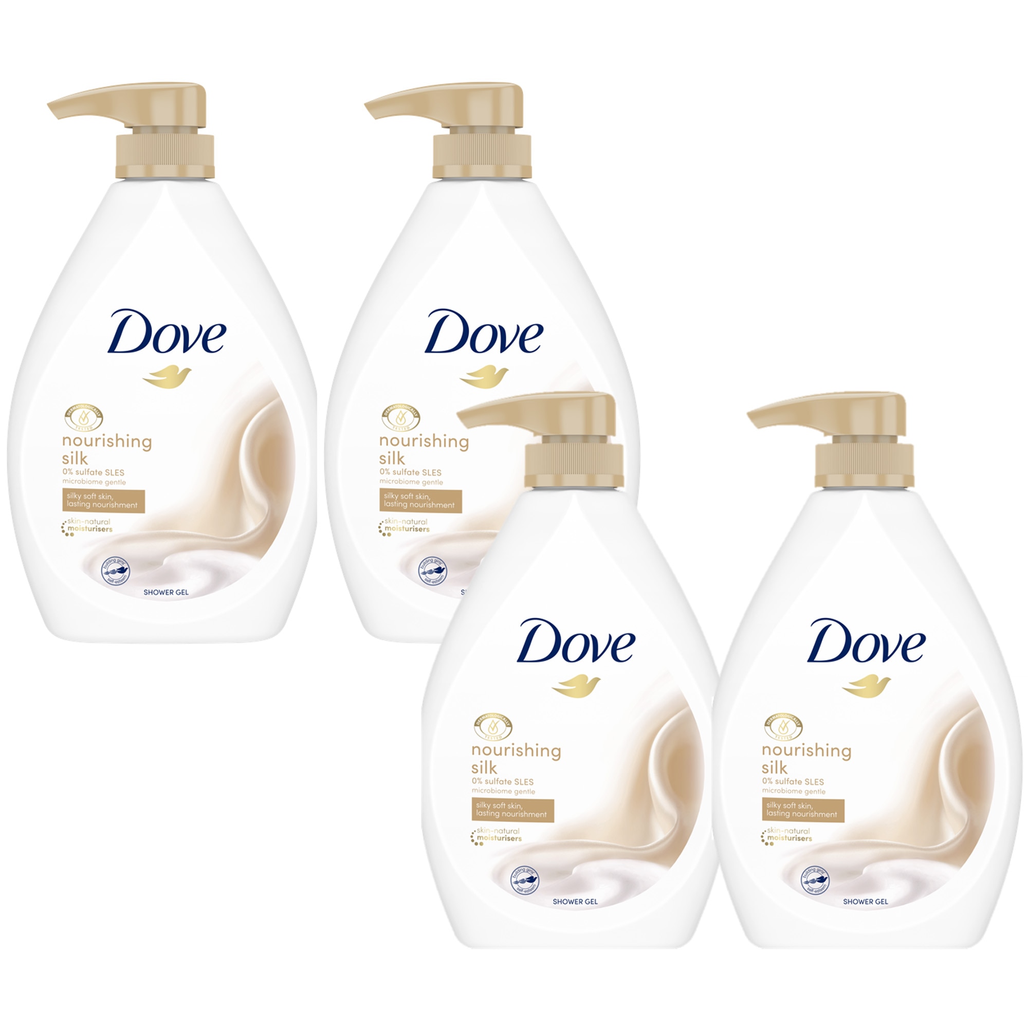 الاعتماد Touhou وفاء  Dove csomag, Dove Silk tusfürdő pumpával, 720 ml x 4 db - eMAG.hu