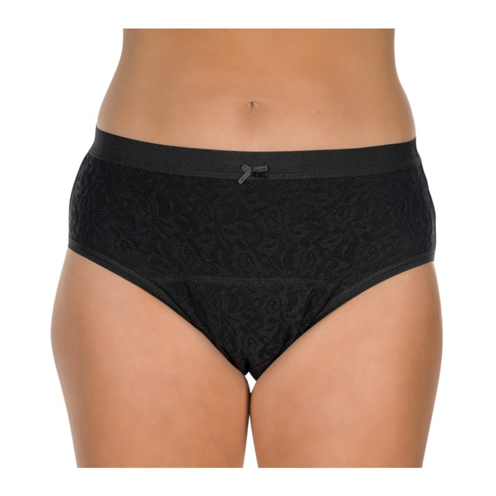 Chilot dama incontinenta/menstruali nivel 2/5, Bumbac, Negru, S