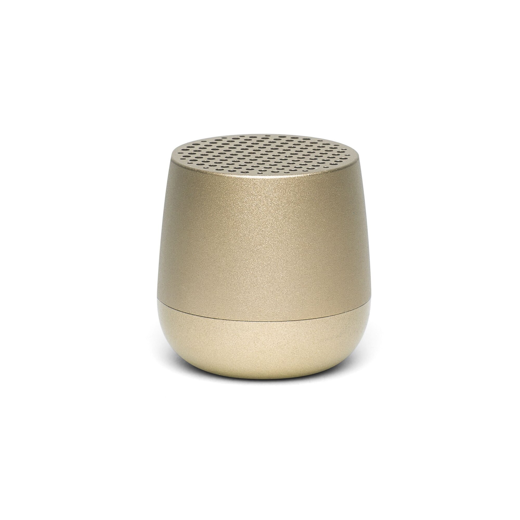 Boxa portabila Lexon, Mino+, conectare Bluetooth, functie hands-free, functie telecomanda pentru selfie-uri, incarcare wireless/USB-C, design mini, auriu alu poli