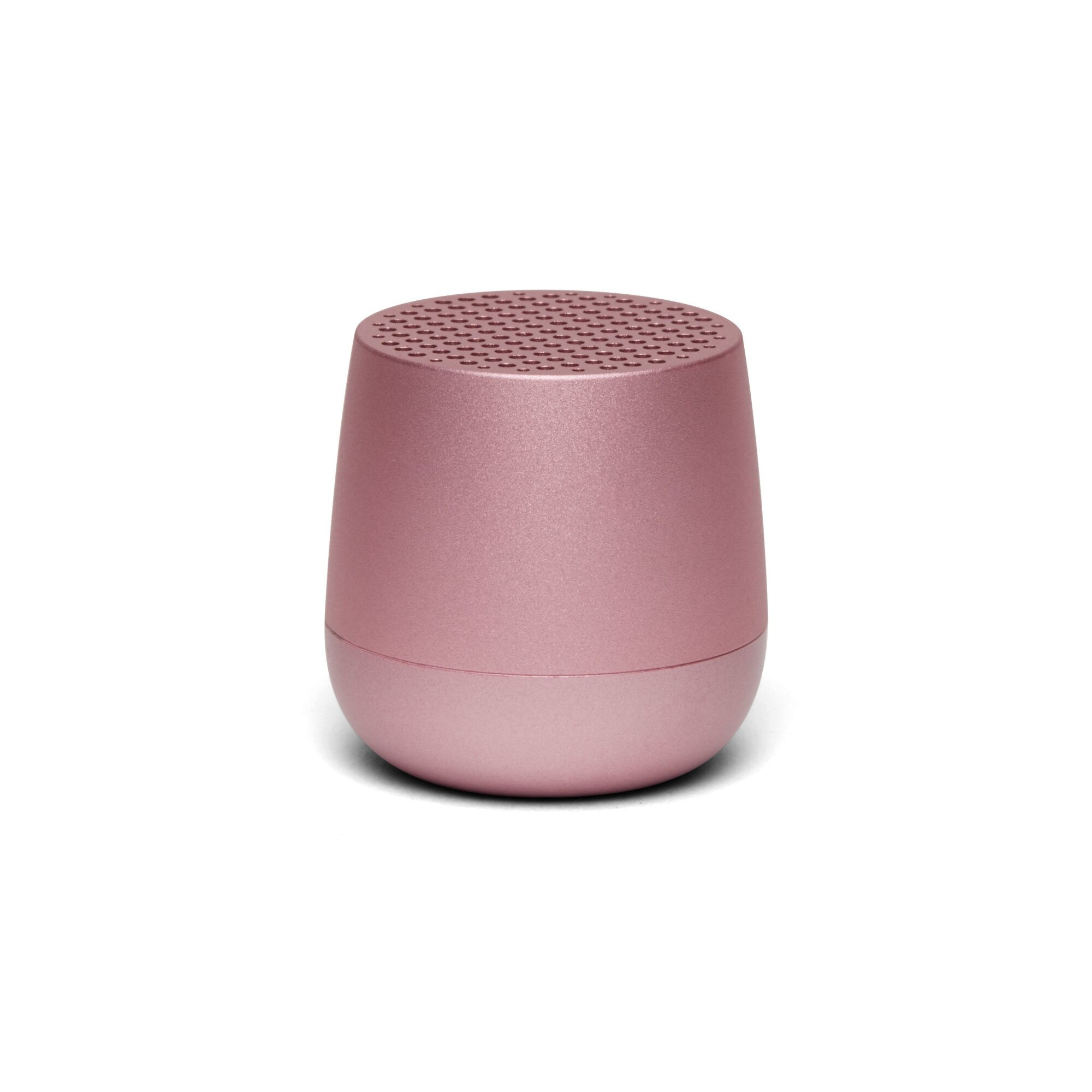 Boxa portabila Lexon, Mino+, conectare Bluetooth, functie hands-free, functie telecomanda pentru selfie-uri, incarcare wireless/USB-C, design mini, roz alu poli