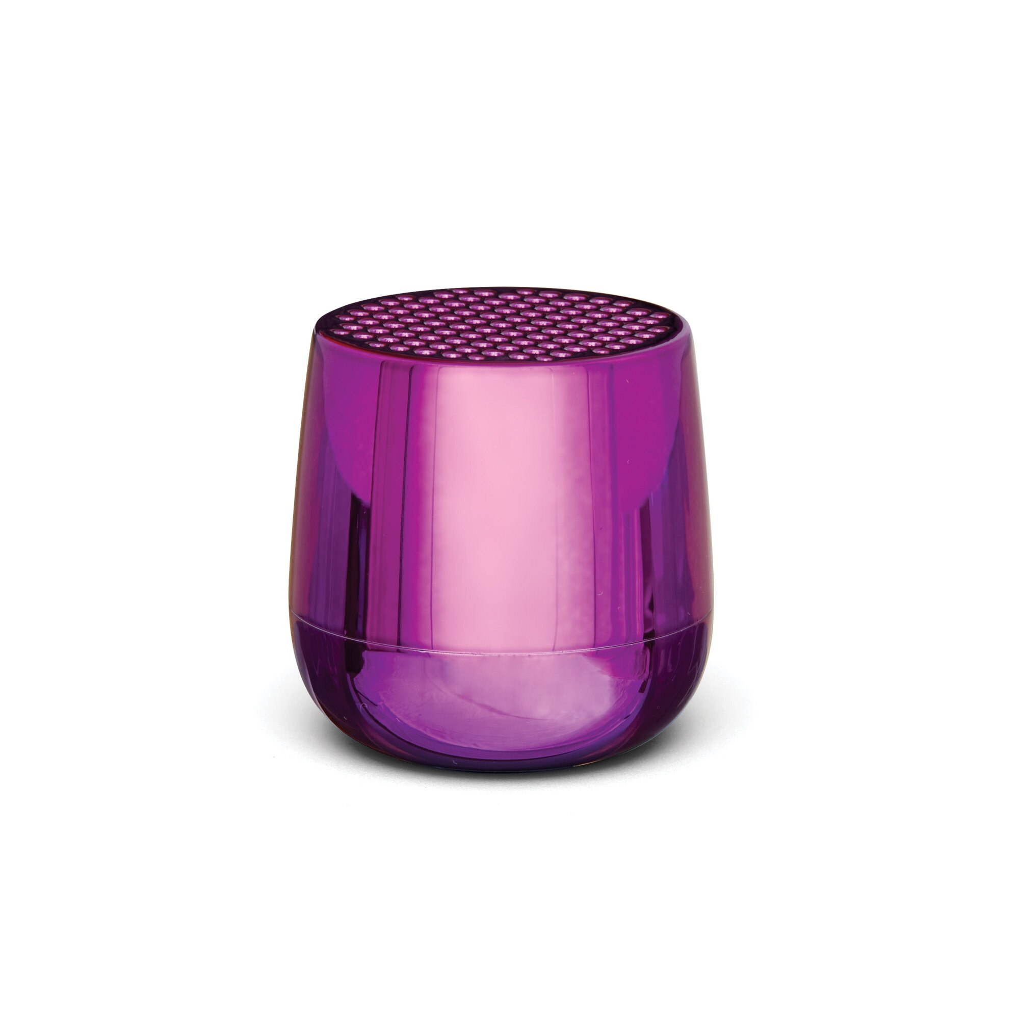 Boxa portabila Lexon, Mino+, conectare Bluetooth, functie hands-free, functie telecomanda pentru selfie-uri, incarcare wireless/USB-C, design mini, mov metalic