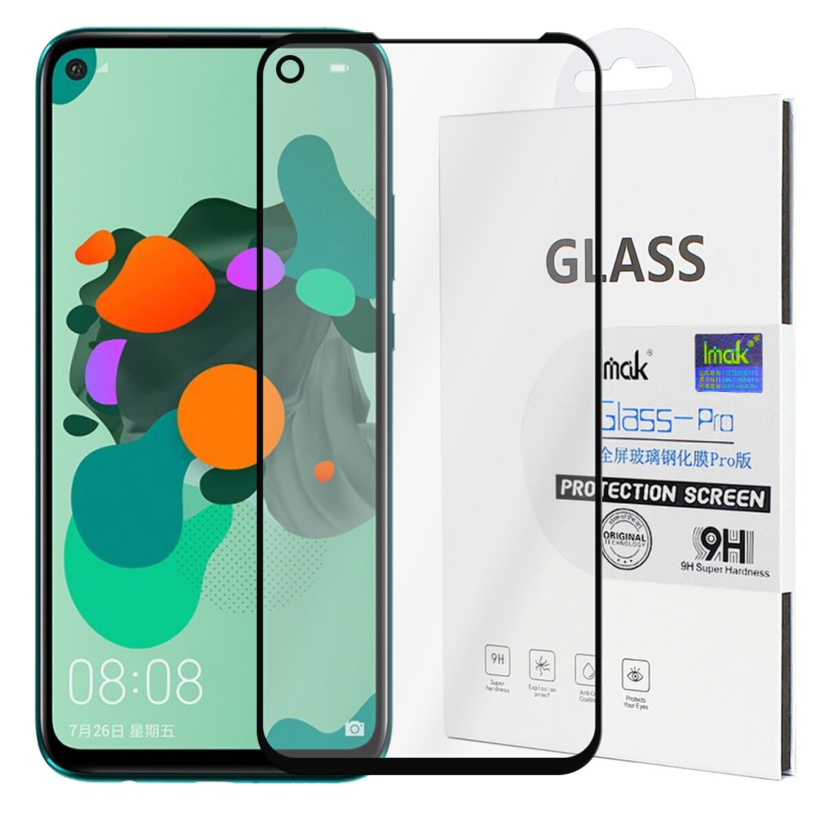 Folie de protectie, IMAK, Compatibil cu HUAWEI MATE 30 LITE, Sticla, Negru