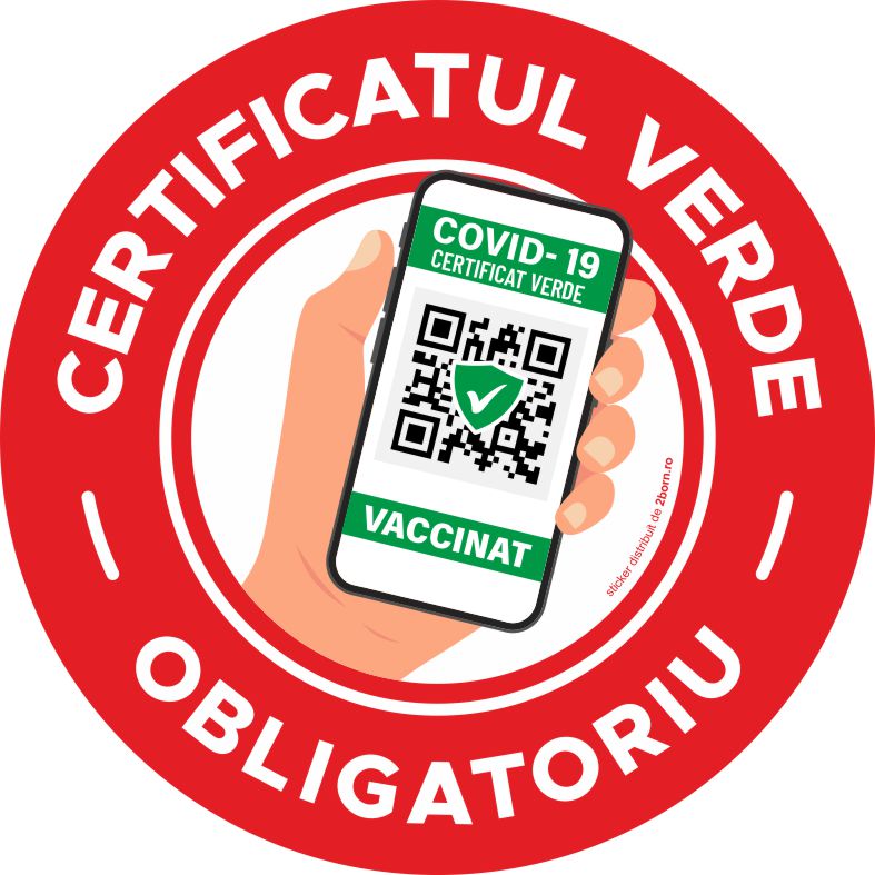 Autocolant Info Distantare Covid 19 Certificatul Verde Obligatoriu Cerc Rosu 20 X 20 Cm Emag Ro