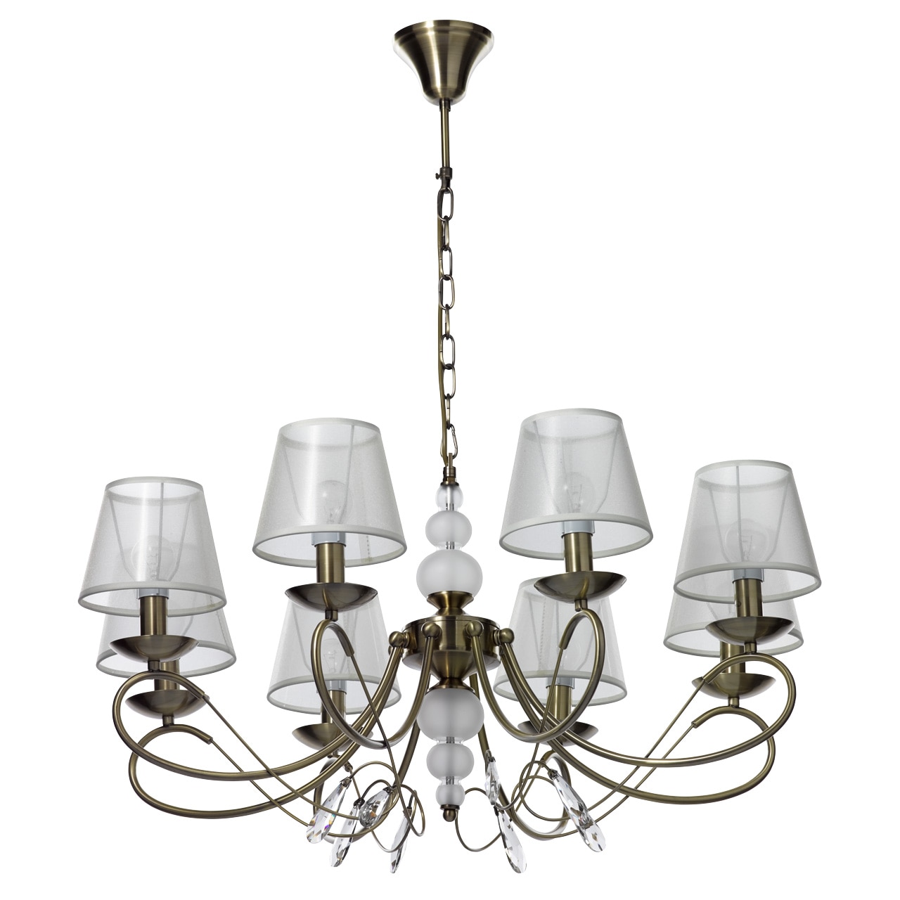 Candelabru, MW-LIGHT, Federica, 8 becuri, cu cristale, 40W, E14