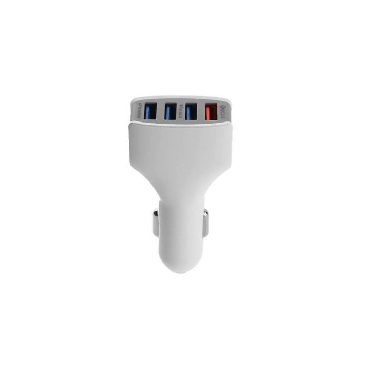 Incarcator auto Qualcomm 3.0, 4 porturi USB, Alb