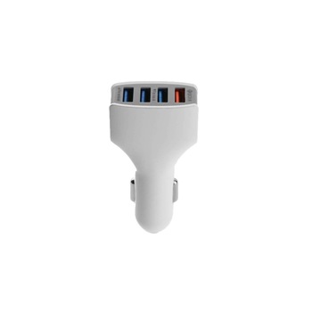 Incarcator auto Qualcomm 3.0, 4 porturi USB, Alb Incarcator auto Qualcomm 3.0, 4 porturi USB, Alb