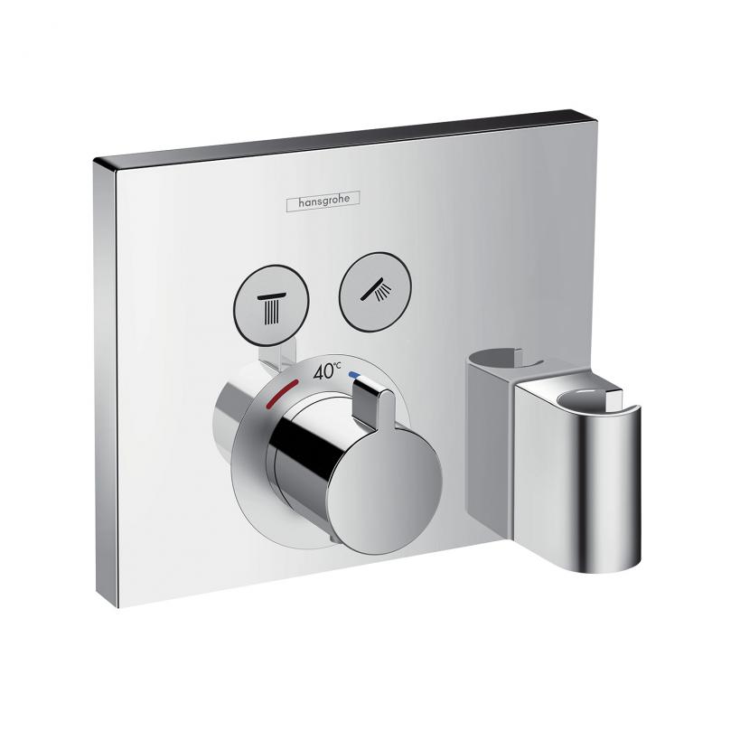 Termostat pentru instalare ascunsa, 2 functii cu racord furtun si suport dus Shower Select, 15765000 Hansgrohe