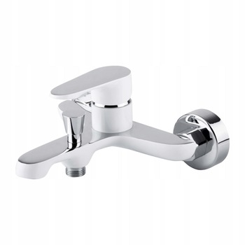 Baterie cada Sewilla, montaj pe perete, finisaj alb&crom Baterie cada Sewilla, montaj pe perete, finisaj alb&crom