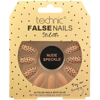 Set 24 Unghii False cu adeziv inclus Technic False Nails, Stiletto, Nude Speckle Set 24 Unghii False cu adeziv inclus Technic False Nails, Stiletto, Nude Speckle