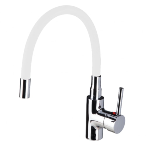 Baterie bucatarie cu pipa flexibila alba 680339